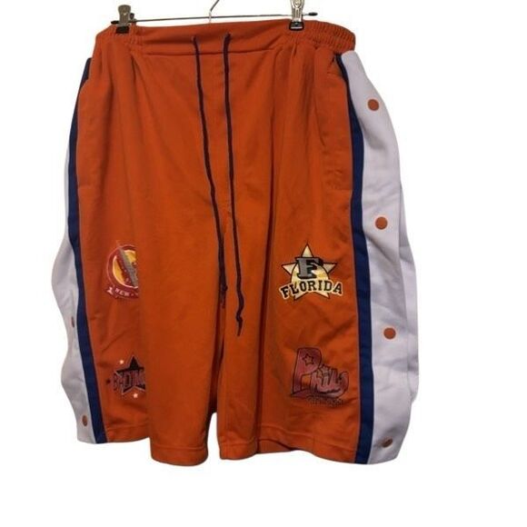 Raw Blue Size XL Orange Snap Sides Basketball Shorts - Picture 1 of 11